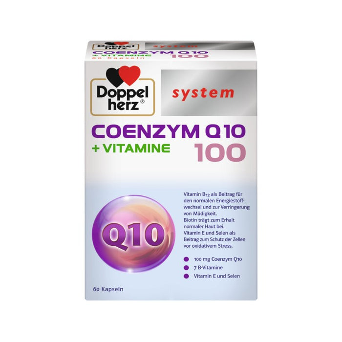 Doppelherz system Coenzym Q10 100 + Vitamine Kapseln für einen normalen Energiestoffwechsel und zur Verringerung von Müdigkeit, 60 St. Kapseln