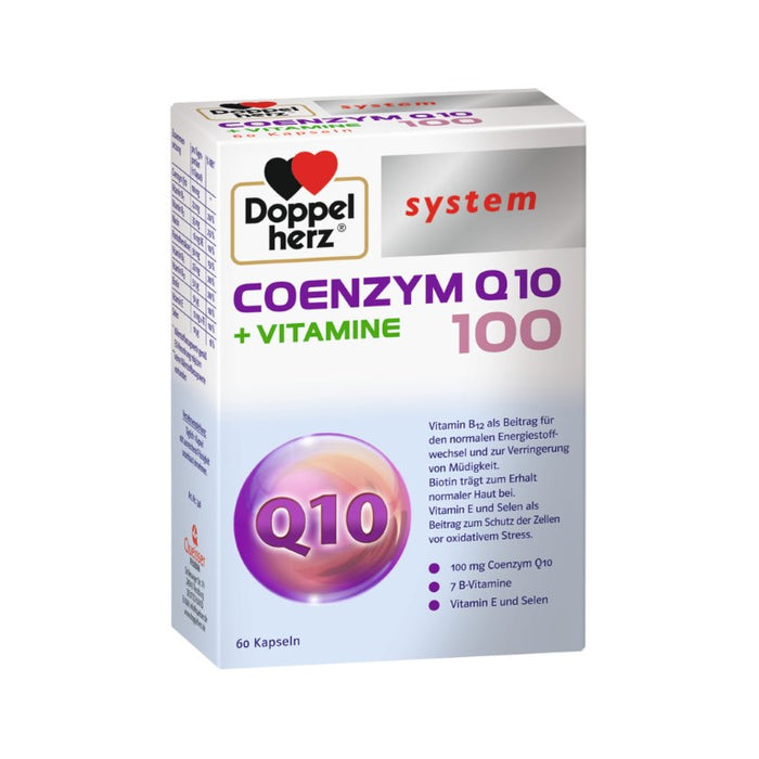Doppelherz system Coenzym Q10 100 + Vitamine Kapseln für einen normalen Energiestoffwechsel und zur Verringerung von Müdigkeit, 60 St. Kapseln