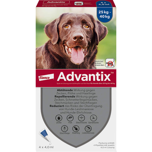 Advantix Spot-On Lösung für Hunde (25–40 kg), 4 St. Einzeldosisbehältnisse