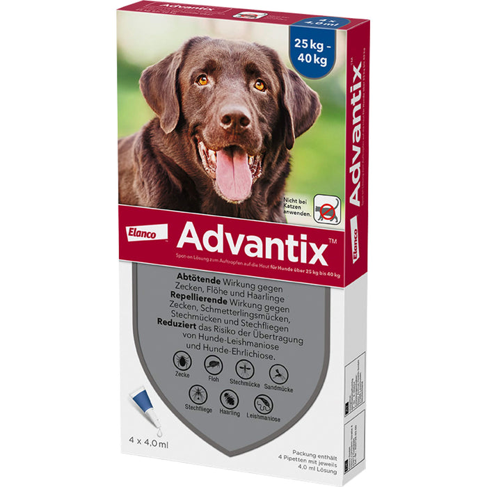 Advantix Spot-On Lösung für Hunde (25–40 kg), 4 St. Einzeldosisbehältnisse