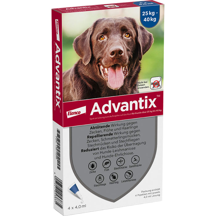 Advantix Spot-On Lösung für Hunde (25–40 kg), 4 St. Einzeldosisbehältnisse