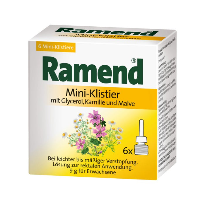 Ramend Mini-Klistier mit Glycerol, Kamille und Malve bei leichter bis mäßiger Verstopfung, 6 St. Klistiere