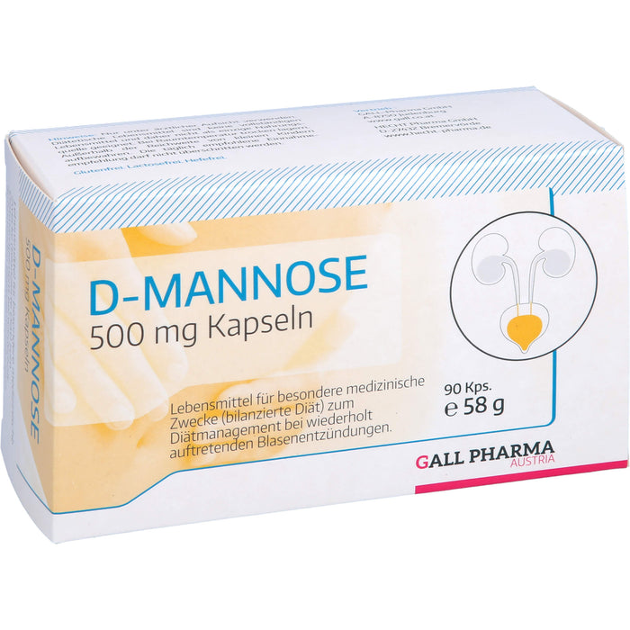 D-Mannose 500 mg GPH Kapseln zur diätetischen Behandlung von wiederholt auftretenden Blasenentzündungen, 90 St. Kapseln