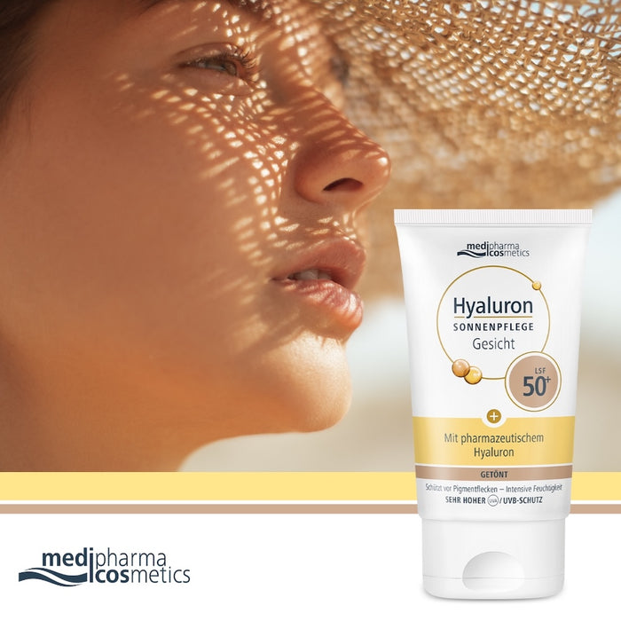 Medipharma Cosmetics Hyaluron Sonnenpflege Gesicht getönt LSF 50+, 50 ml Creme