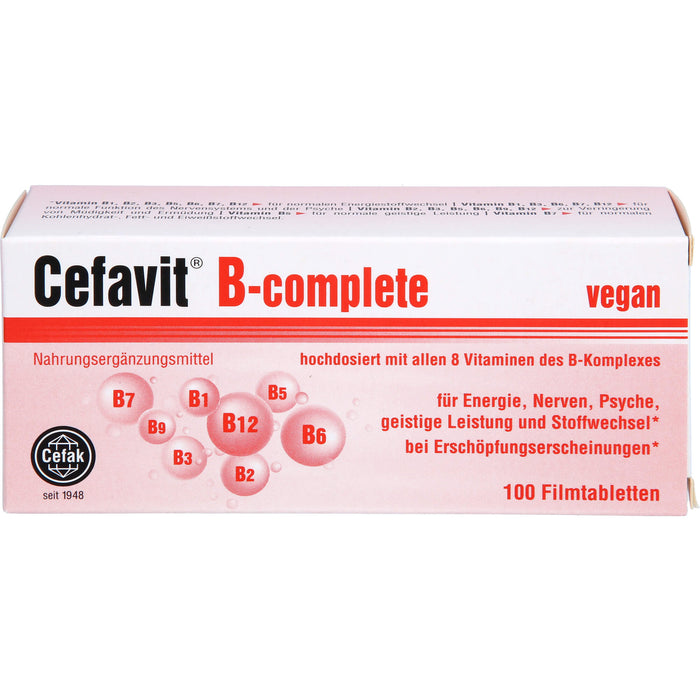 Cefavit B-complete Filmtabletten für Energie, Nerven, Psyche, geistige Leistung und Stoffwechsel, 100 St. Tabletten