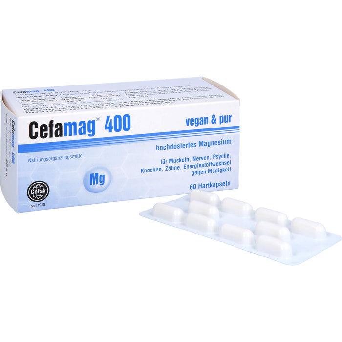 Cefamag 400 Kapseln für Muskeln, Nerven, Psyche, Knochen, Zähne und Energiestoffwechsel gegen Müdigkeit, 60 St. Kapseln