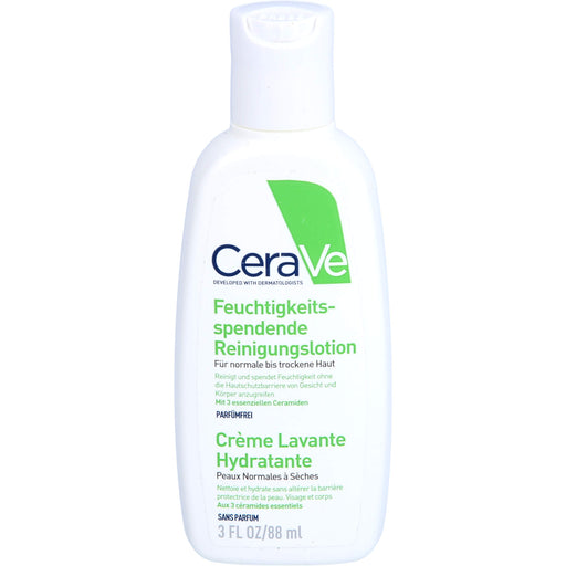 CeraVe feuchtigkeitsspendende Reinigungslotion für normale bis trockene Haut, 88 ml Lotion