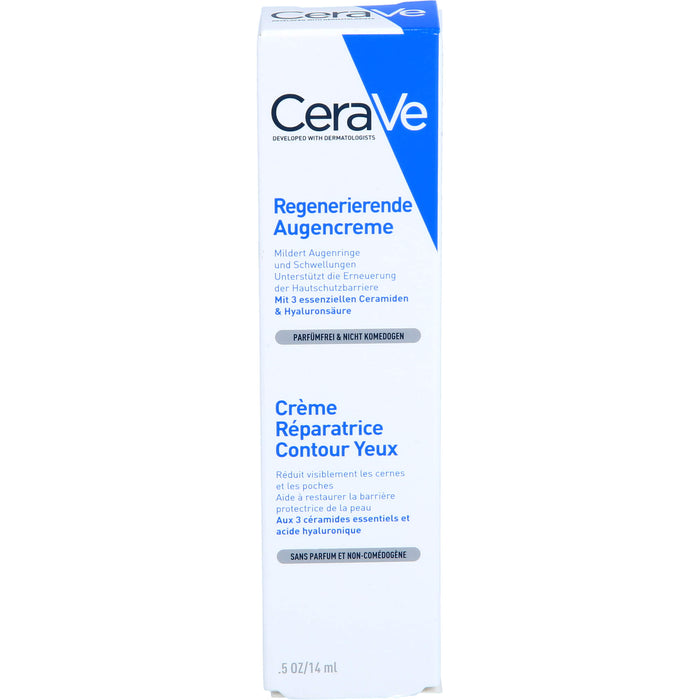 CeraVe regenerierende, feuchtigkeitsspendende Augencreme mit 3 essenziellen Ceramiden und Hyaluronsäure, 14 ml Creme