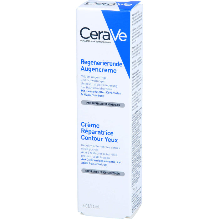 CeraVe regenerierende, feuchtigkeitsspendende Augencreme mit 3 essenziellen Ceramiden und Hyaluronsäure, 14 ml Creme