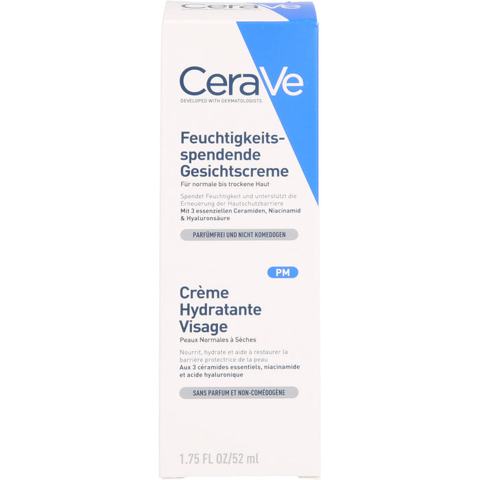 CeraVe feuchtigkeitsspendende Gesichtscreme für normale bis trockene Haut, 52 ml Creme