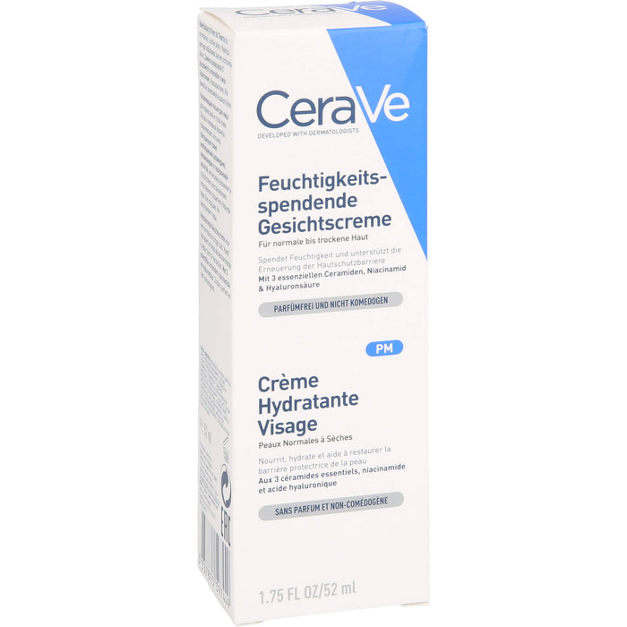 CeraVe feuchtigkeitsspendende Gesichtscreme für normale bis trockene Haut, 52 ml Creme
