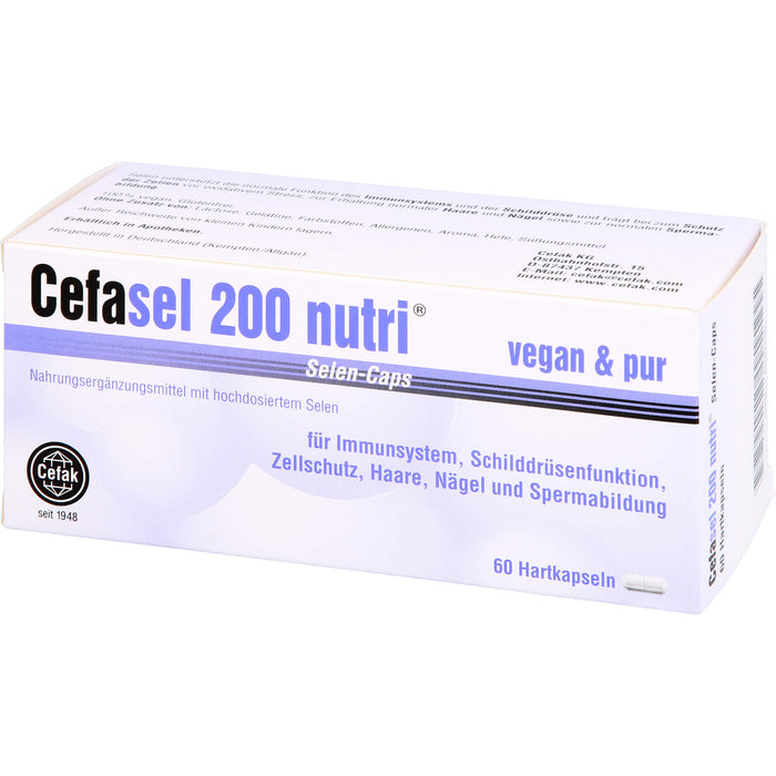 Cefasel 200 nutri Selen-Caps für Immunsystem, Schilddrüsenfunktion, Zellschutz, Haare, Nägel und Spermabildung, 60 St. Kapseln