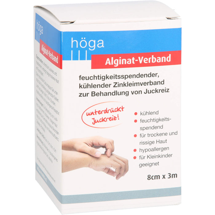 Höga Alginat-Verband 8 cm x 3 m kühlender Zinkleimverband, 1 St. Verband