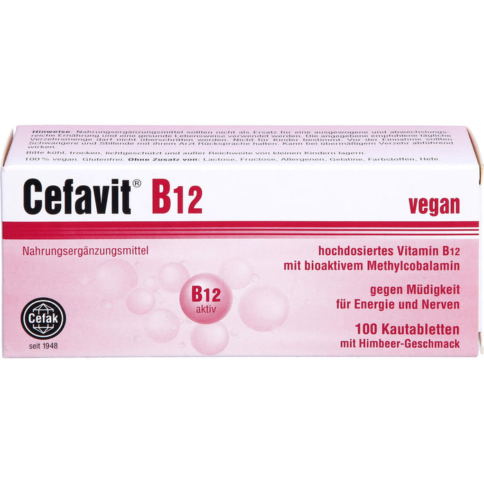 Cefavit B12 Kautabletten gegen Müdigkeit für Energie und Nerven, 100 St. Tabletten
