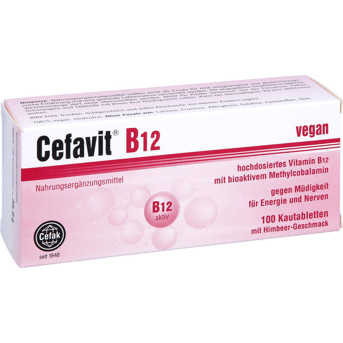 Cefavit B12 Kautabletten gegen Müdigkeit für Energie und Nerven, 100 St. Tabletten