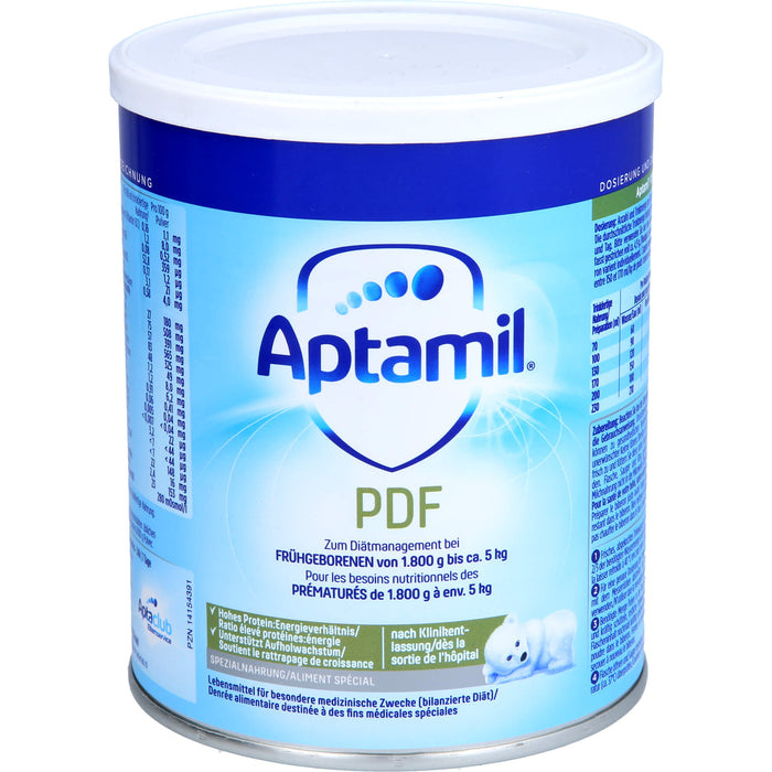 Aptamil PDF Spezialnahrung für Frühgeborene von 1.800 g bis ca. 5 kg mit einem erhöhten Wachstumsbedarf, 400 g Pulver
