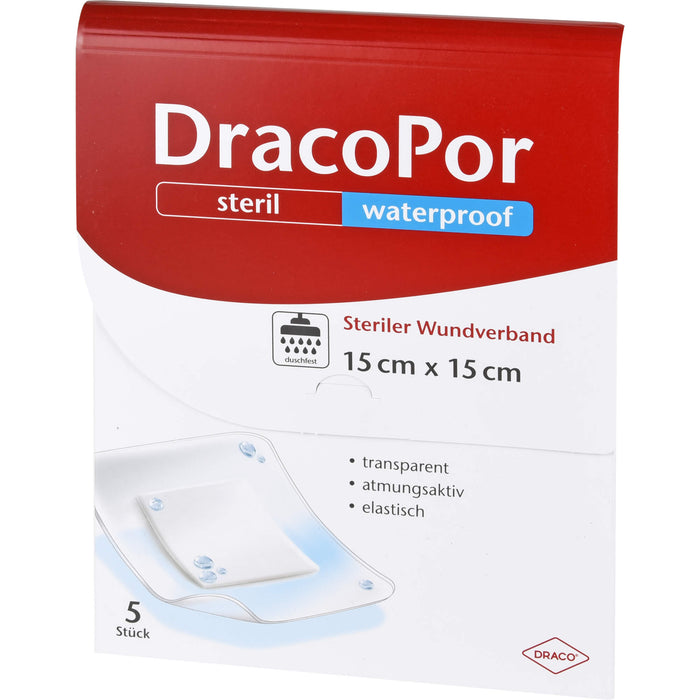 DRACOPOR waterproof Wundverband 15x15 cm steril, 5 St. Pflaster