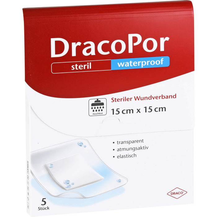 DRACOPOR waterproof Wundverband 15x15 cm steril, 5 St. Pflaster