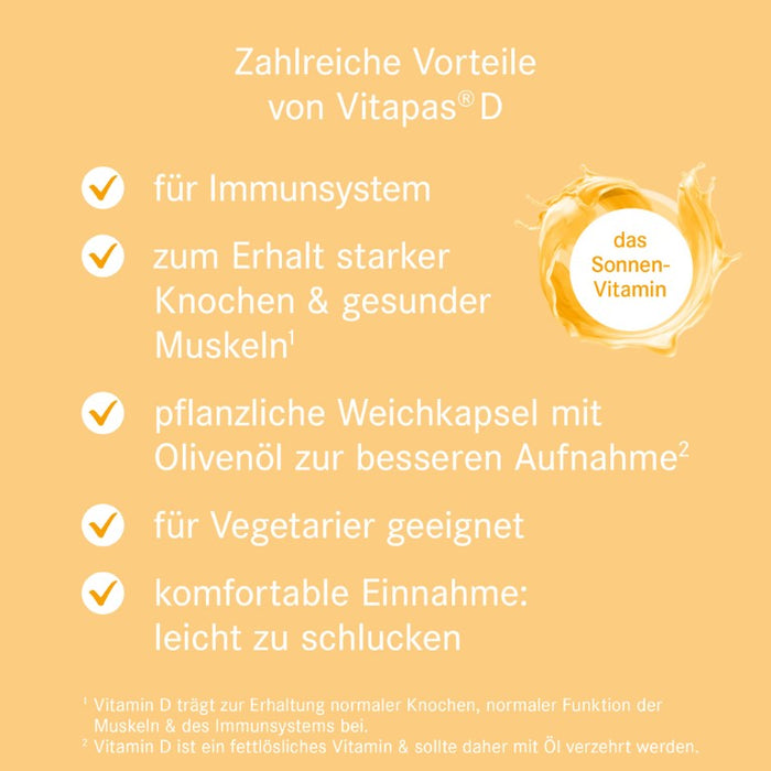 Vitapas D 5600 I.E. Wochendepot Kapseln zum Erhalt normaler Knochen, normaler Funktion der Muskeln und des Immunsystems, 30 St. Kapseln