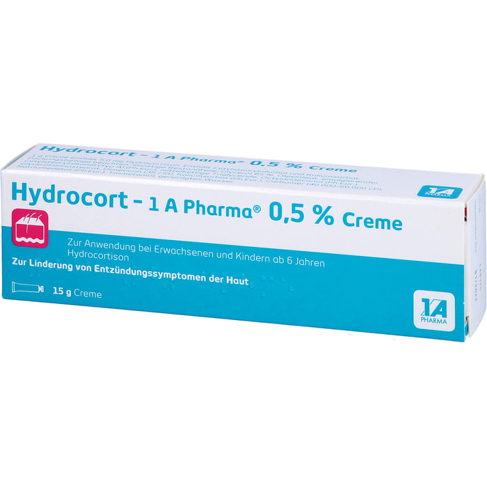 1A Pharma Hydrocort 0,5% Creme zur Linderung von mäßig ausgeprägten entzündlichen Hauterkrankungen, 15 g Creme