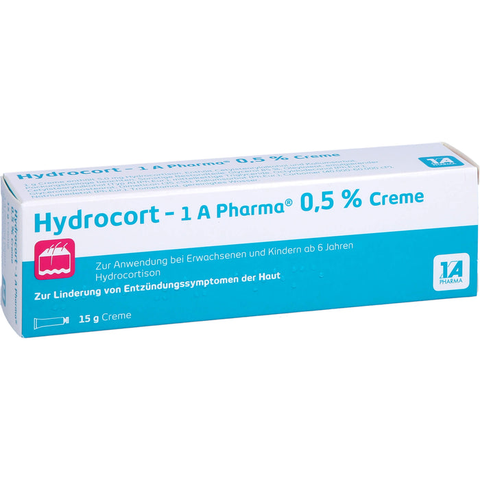 1A Pharma Hydrocort 0,5% Creme zur Linderung von mäßig ausgeprägten entzündlichen Hauterkrankungen, 15 g Creme