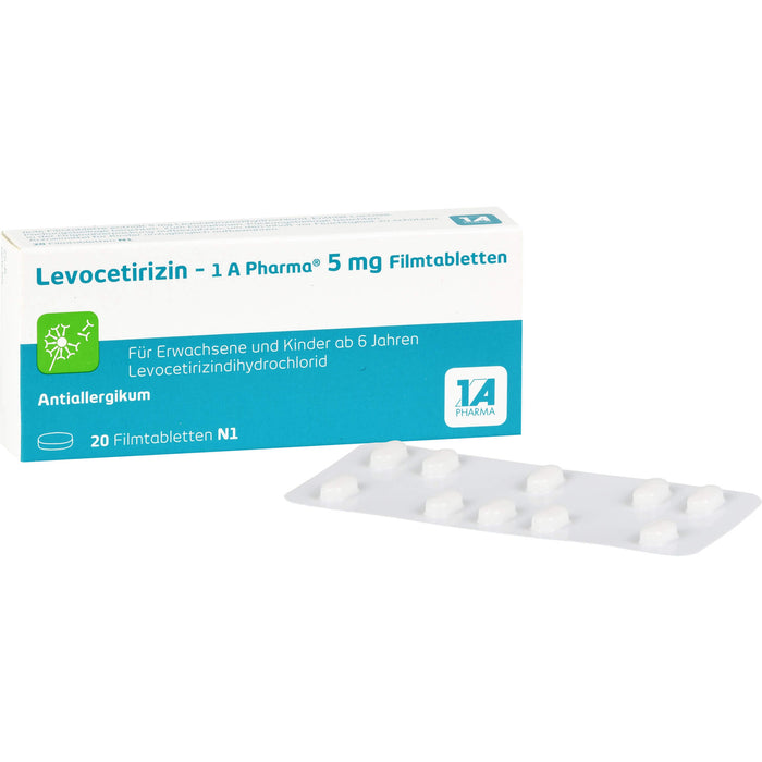 1 A Pharma Levocetirizin  5 mg Filmtabletten bei Allergien, 20 St. Tabletten