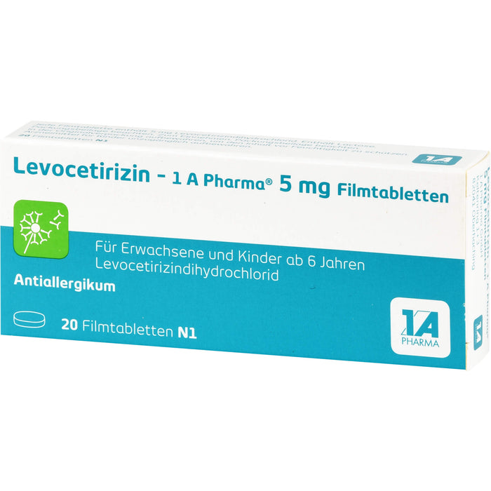 1 A Pharma Levocetirizin  5 mg Filmtabletten bei Allergien, 20 St. Tabletten