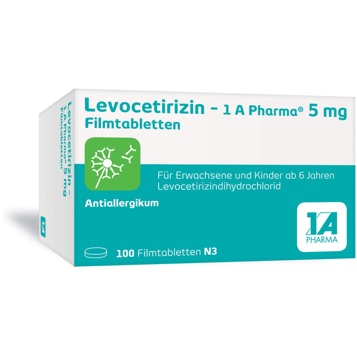 1 A Pharma Levocetirizin 5 mg Filmtabletten bei Allergien, 100 St. Tabletten