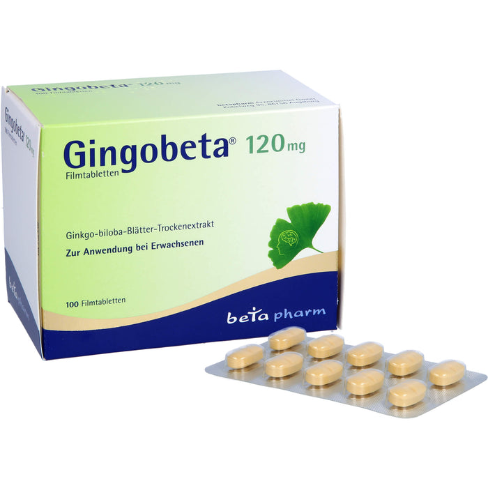 Gingobeta 120 mg Filmtabletten zur Verbesserung einer altersbedingten kognitiven Beeinträchtigung und bei leichter Demenz, 100 St. Tabletten