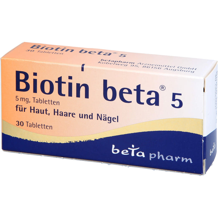 Biotin beta 5 mg Tabletten für Haut, Haare und Nägel, 30 St. Tabletten