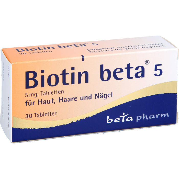 Biotin beta 5 mg Tabletten für Haut, Haare und Nägel, 30 St. Tabletten