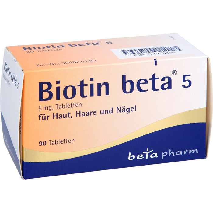 Betapharm Biotin 5 mg Tabletten für Haut, Haare und Nägel, 90 St. Tabletten