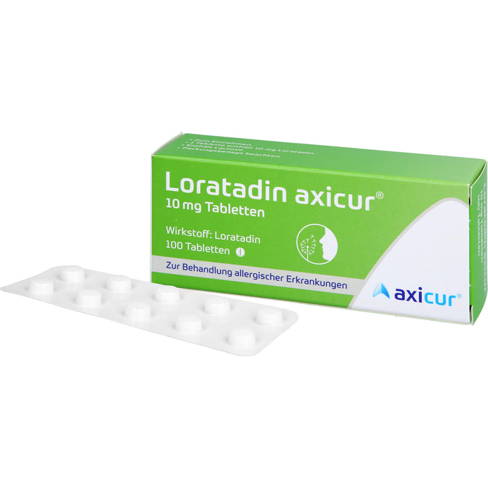 Loratadin axicur 10 mg Tabletten bei allergischen Erkrankungen, 100 St. Tabletten