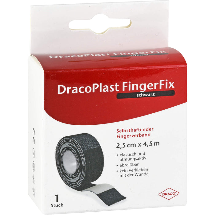 DracoPlast FingerFix 2,5 cm x 4,5 m selbsthaftender Fingerverband schwarz, 1 St. Pflaster