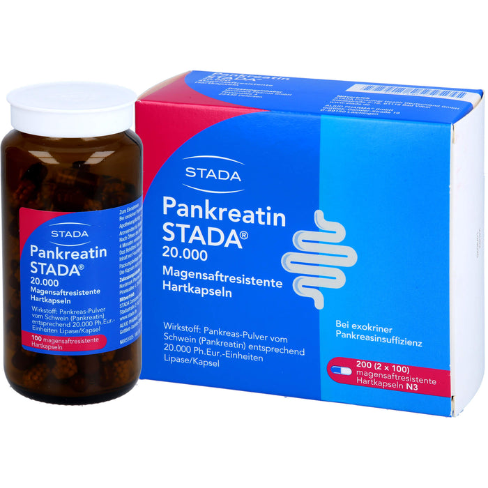 STADA Pankreatin 20.000 Hartkapseln bei exokriner Pankreasinsuffizienz, 200 St. Kapseln