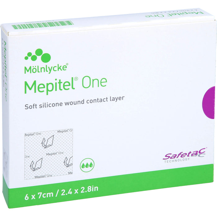 Mepitel One 6 x 7 cm transparente, einseitig mit Safetac Technologie beschichtete Wundauflage, 5 St. Verband