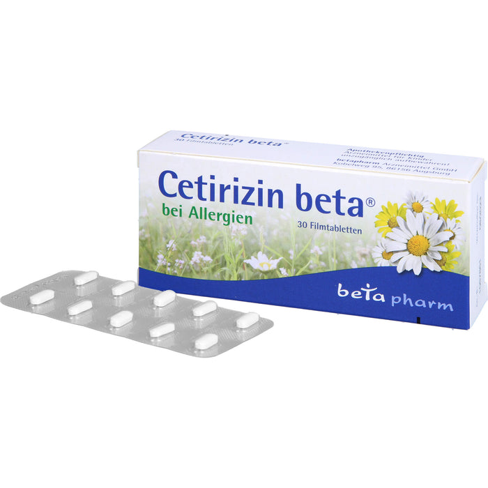 Beta Cetirizin 10 mg Filmtabletten bei Allergien, 30 St. Tabletten
