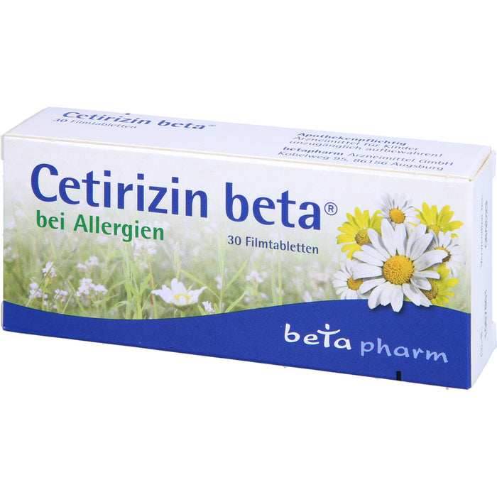Beta Cetirizin 10 mg Filmtabletten bei Allergien, 30 St. Tabletten
