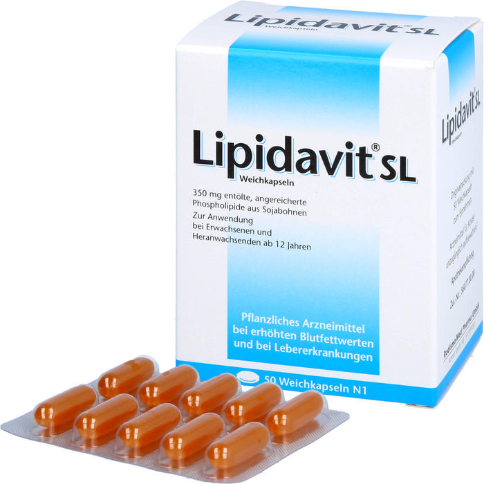 Lipidavit SL Weichkapseln bei erhöhten Blutfettwerten und bei Lebererkrankungen, 50 St. Kapseln