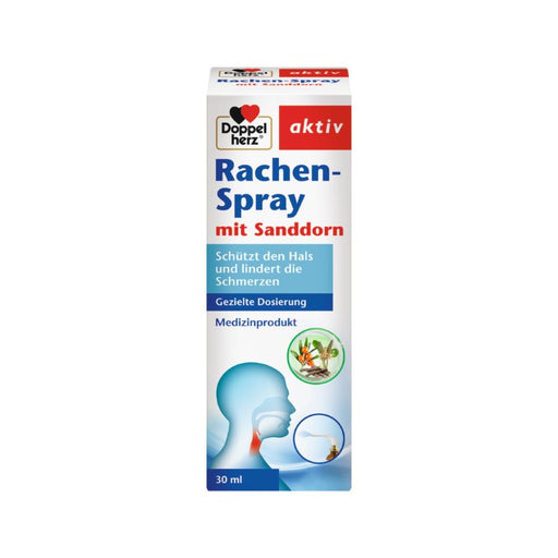 Doppelherz aktiv Rachen-Spray mit Sanddorn schützt den Hals und lindert die Schmerzen, 30 ml Lösung