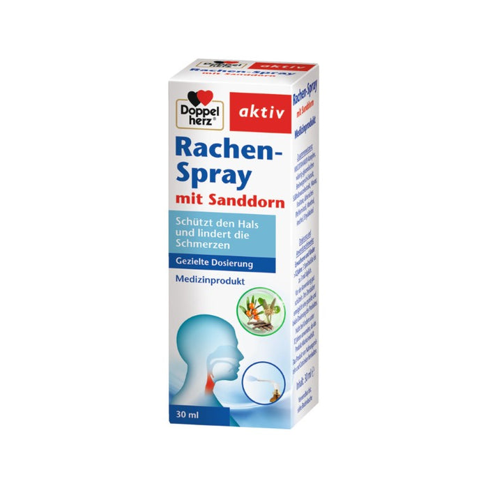 Doppelherz aktiv Rachen-Spray mit Sanddorn schützt den Hals und lindert die Schmerzen, 30 ml Lösung
