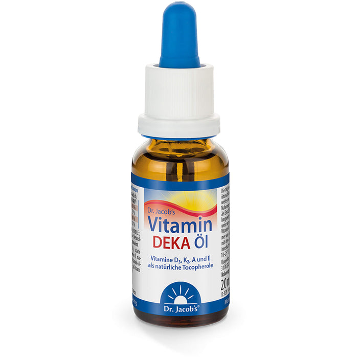 Dr. Jacob's Vitamin DEKA Öl D3 + K2 + A + E Tropfen, 20 ml Lösung