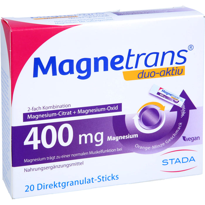 Magnetrans duo-aktiv 400 mg Magnesium Direktgranulat-Sticks, 20 St. Beutel