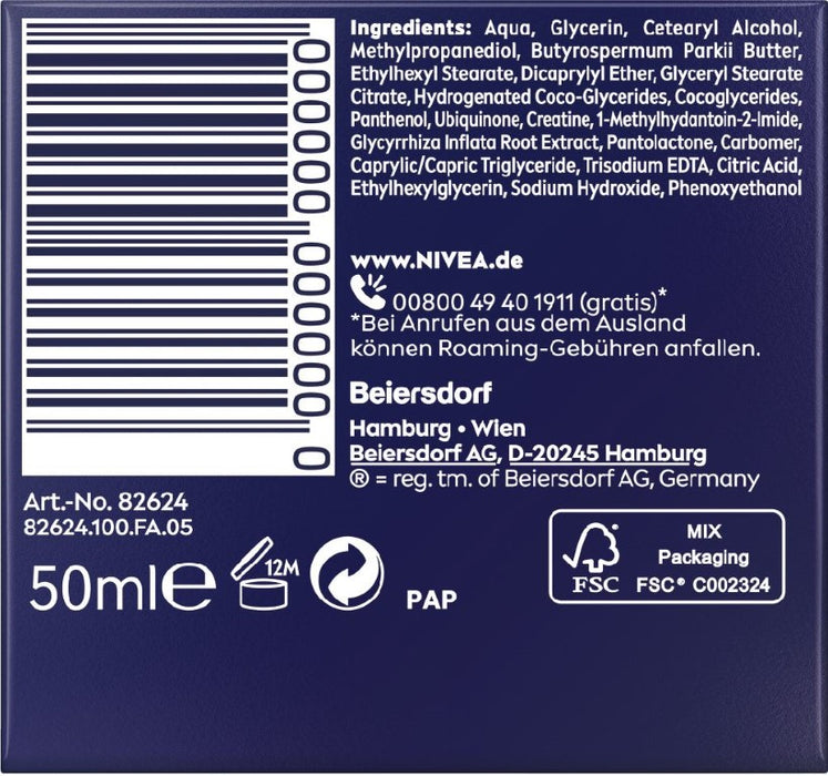 NIVEA Q10 POWER ANTI-FALTEN SENSITIVE NACHTPFLEGE, 50 ml Creme