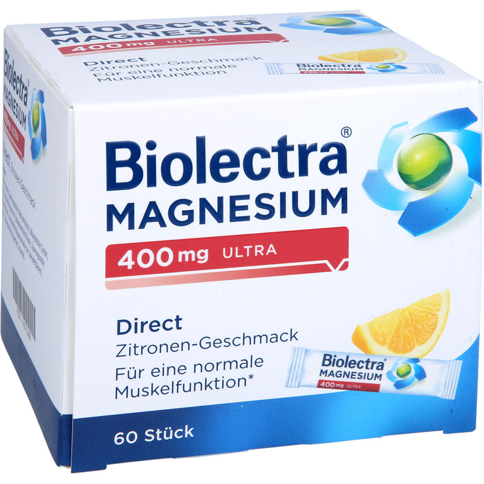 Biolectra® MAGNESIUM 400 mg ultra Direct Zitrone, 60 St. Beutel