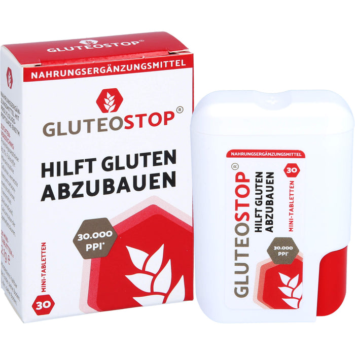 GluteoStop Minitabletten zur Unterstützung des Abbaus von Gluten in einer glutenarmen Ernährung, 30 St. Tabletten
