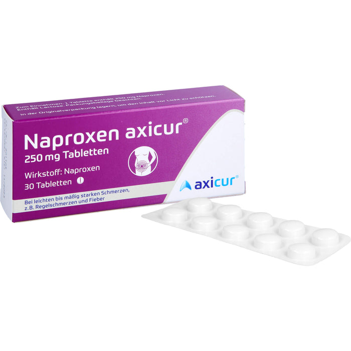 Naproxen axicur 250 mg Tabletten bei Schmerzen oder Fieber, 30 St. Tabletten
