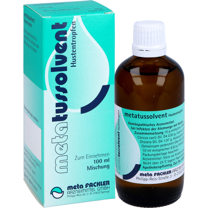 Metatussolvent Hustentropfen bei Infekten der oberen Atemwege mit Husten, 100 ml Lösung