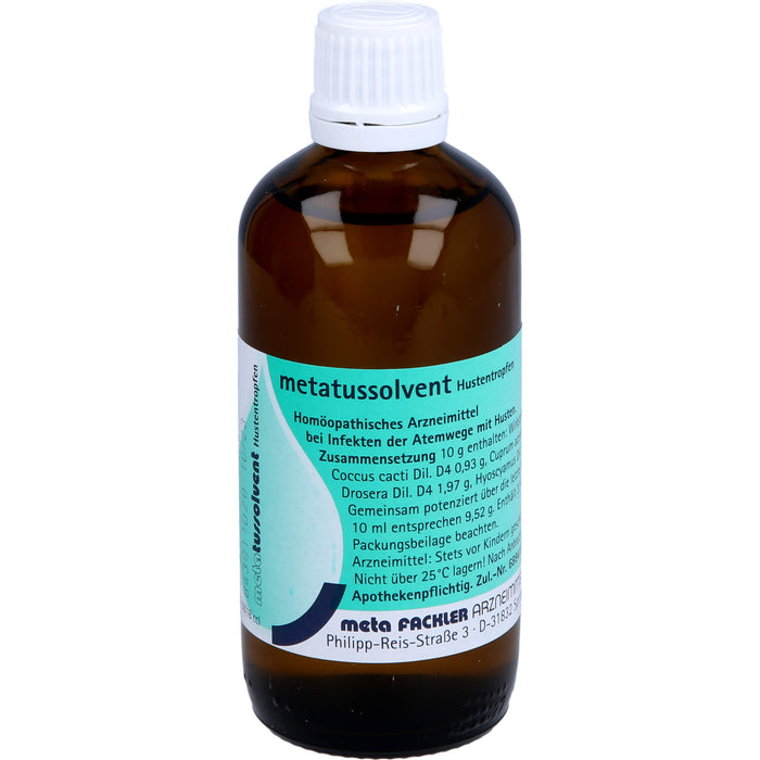 Metatussolvent Hustentropfen bei Infekten der oberen Atemwege mit Husten, 100 ml Lösung