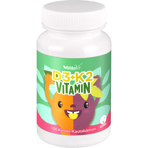 BjökoVit Vitamin D3 + K2 Kinder Kautabletten vegan, 120 St. Tabletten